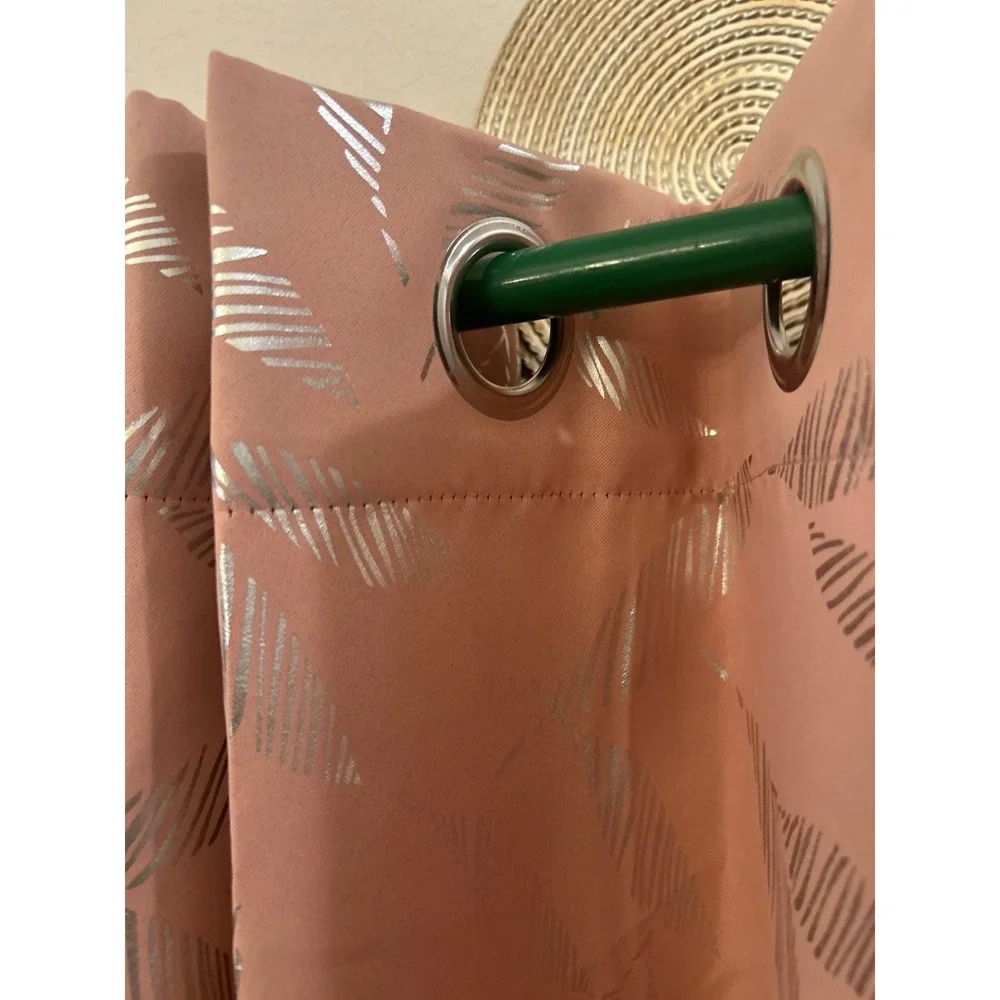 Deconovo pink with silver leaf curtains 4 panels 40